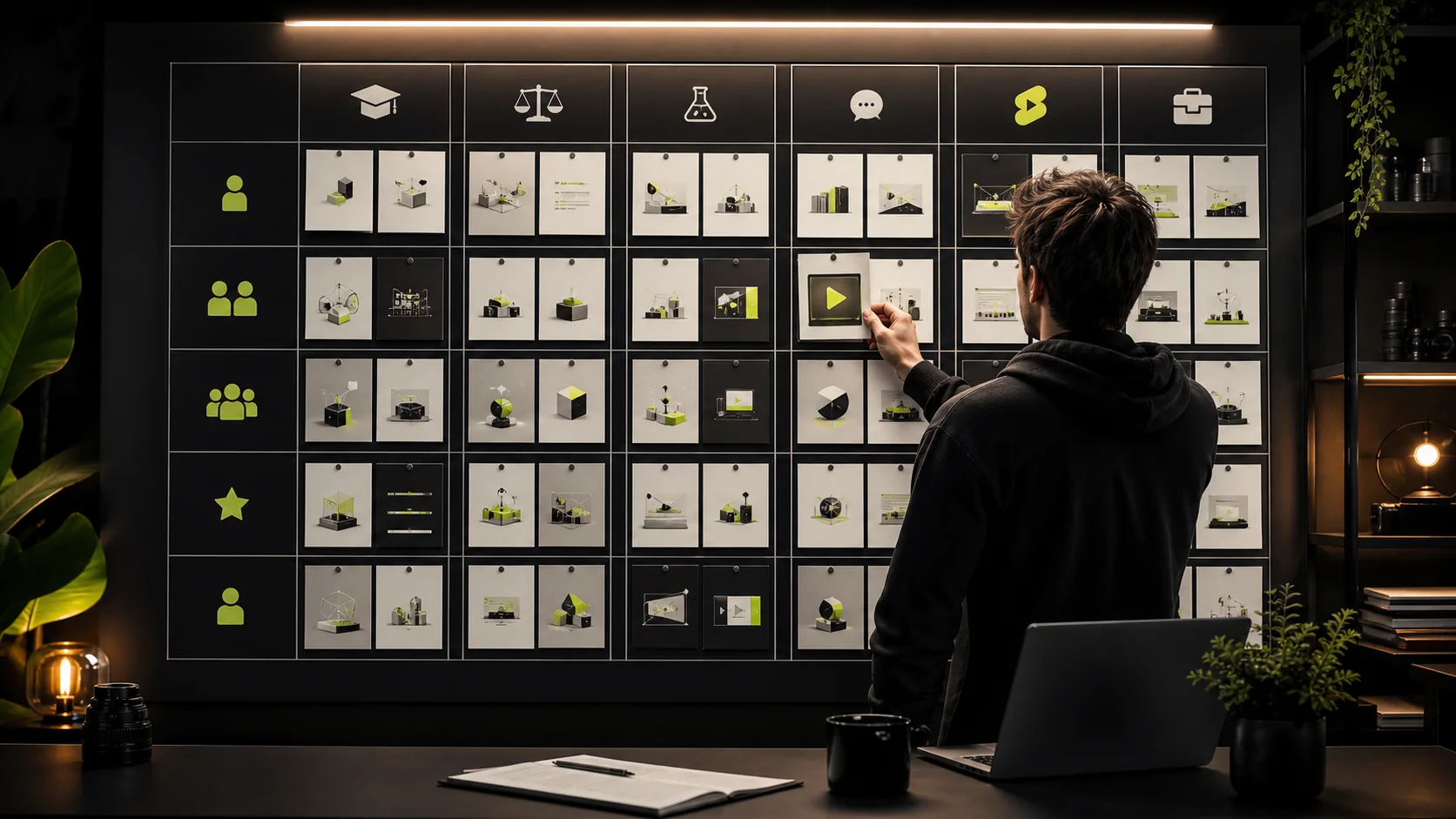 Matrice per scegliere idee video YouTube in base a pubblico, obiettivo e formato