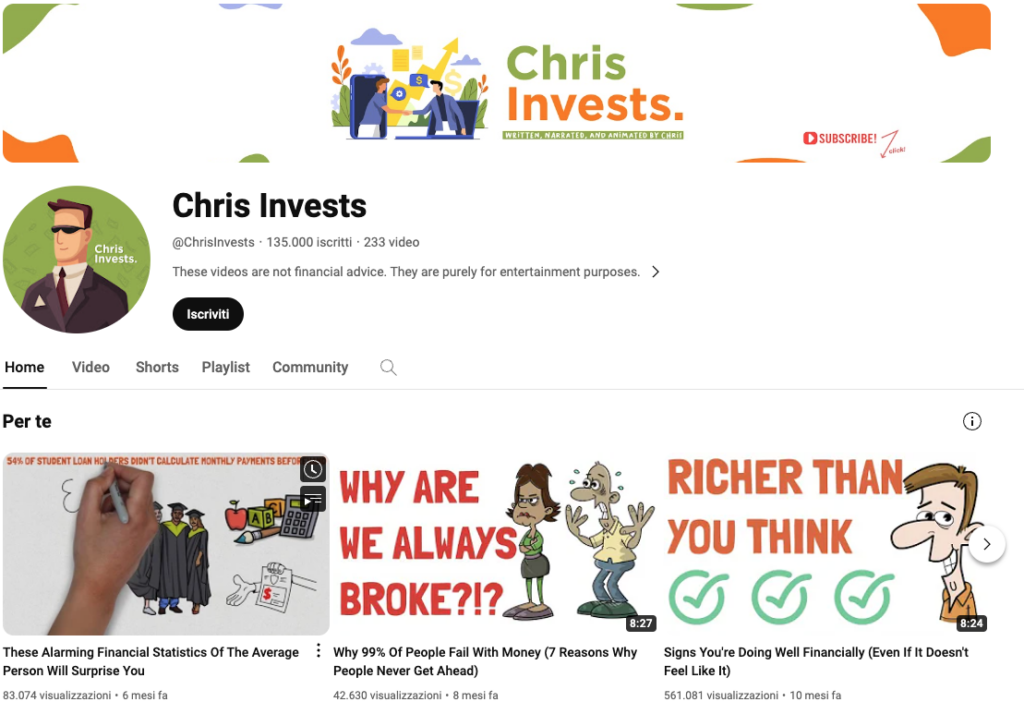 Chris Invests cash cow channel